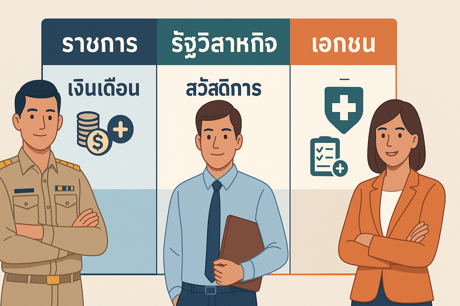 เงินเดือน+สวัสดิการ ราชการ VS รัฐวิสาหกิจ VS เอกชน – เทียบให้เห็นภาพ